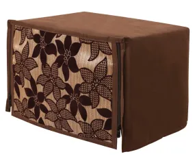 Kuber Industries Velvet Flower Printed Microwave Oven Cover, Dustproof Machine Protector Cover,20 LTR. (Brown)-HS43KUBMART26056, Standard