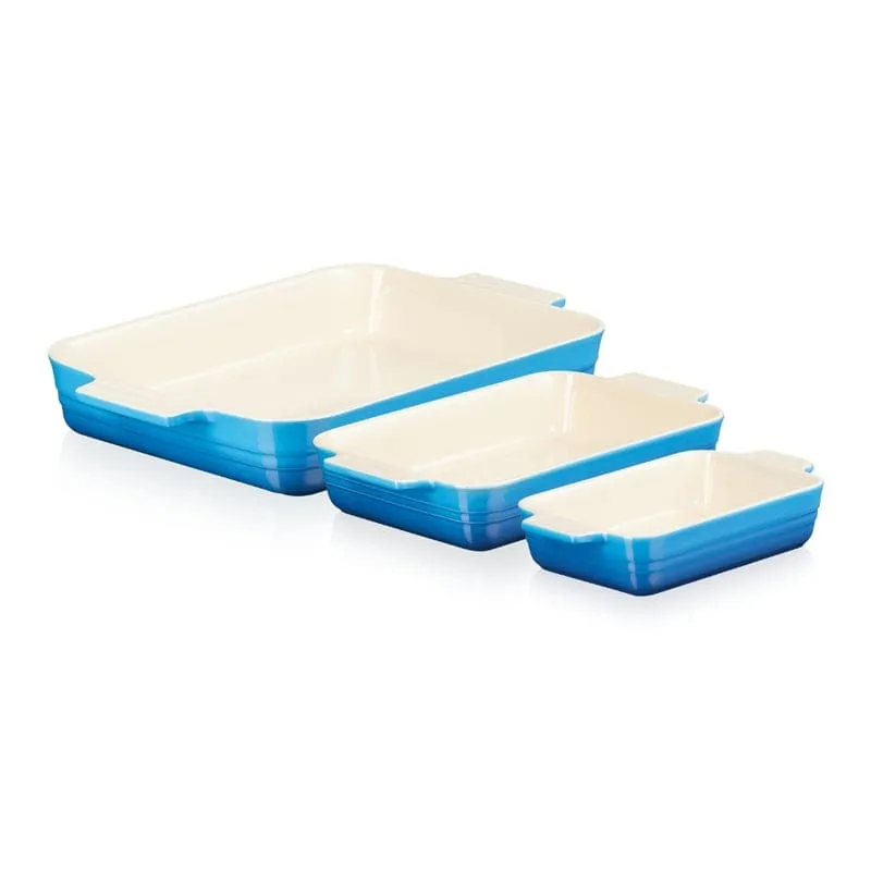 Le Creuset Black Friday 3 Piece Rectangular Dish 19, 26, 32cm Marseille Blue