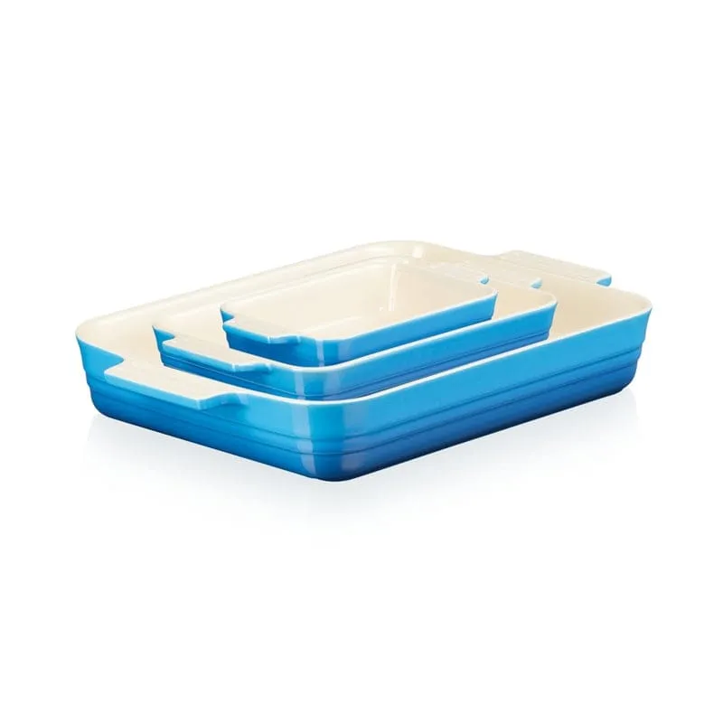 Le Creuset Black Friday 3 Piece Rectangular Dish 19, 26, 32cm Marseille Blue