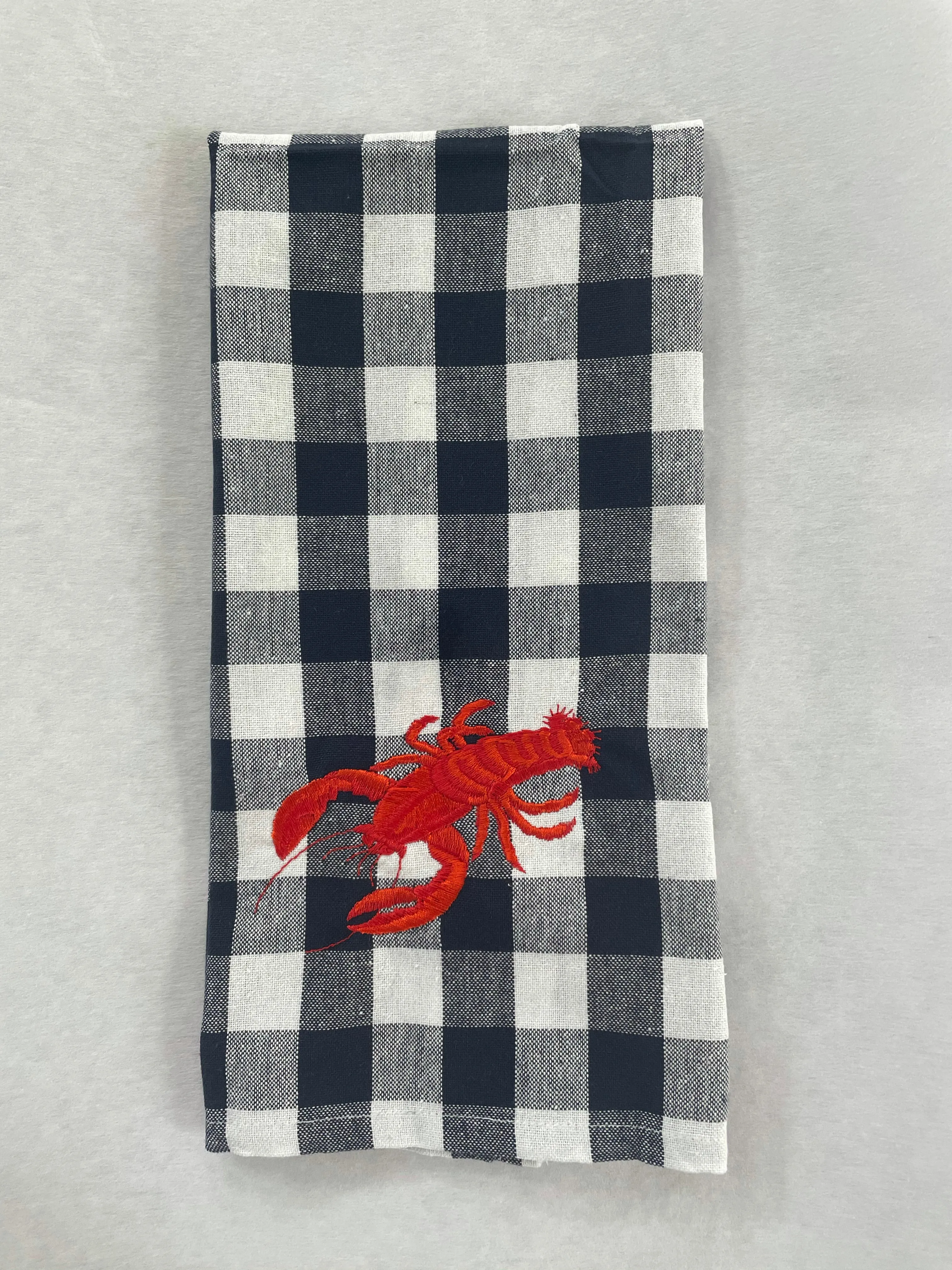 Lobster Embroidered Kitchen Towel. Cotton Dish Towels