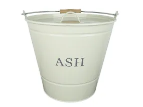 Manor Fireside Ash Bucket Cream Metal With Lid