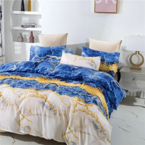 Marble Print Quilt Cover And Pillowcase Three-Piece Set