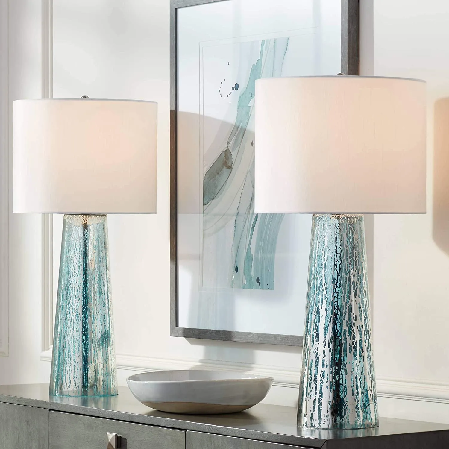 Marcus Modern Coastal Table Lamps 30" Tall Set of 2