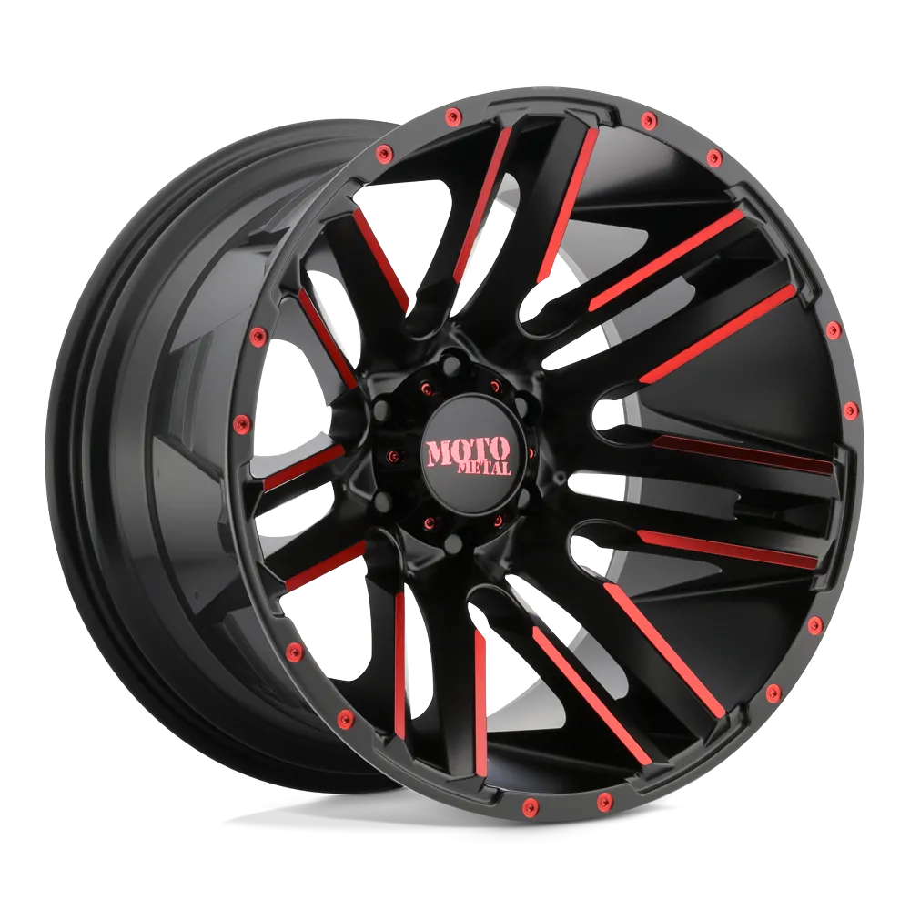 Moto Metal MO978 Razor 20X10 6X139.7 -24 mm Satin Black Machined Red Tint