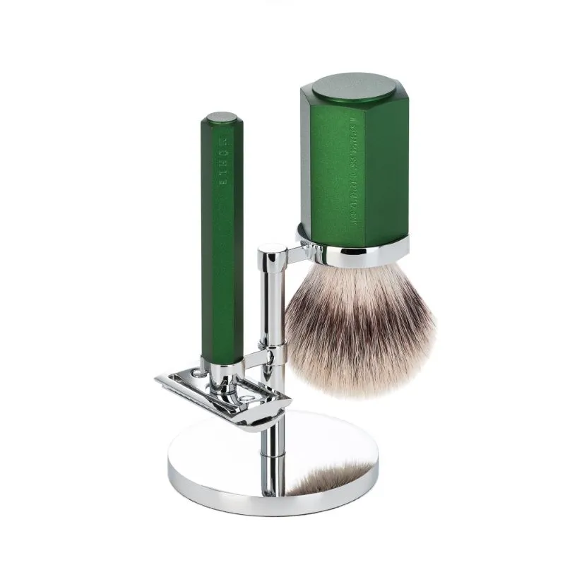 MUHLE Hexagon Forest Shaving Set with Safety Razor & Silvertip Fibre® Shaving Brush