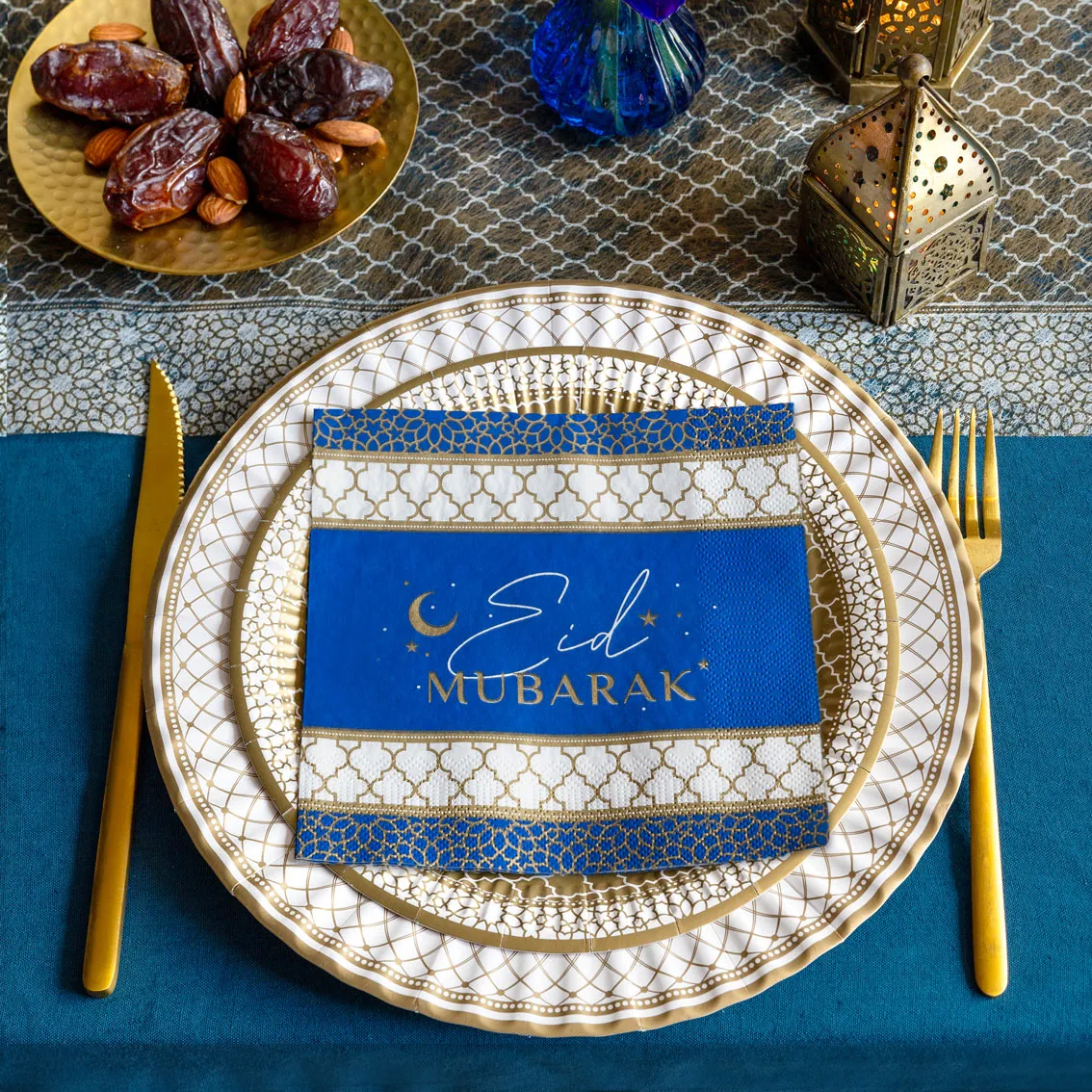 Navy & Gold Eid Mubarak Paper Napkins - 20 Pack