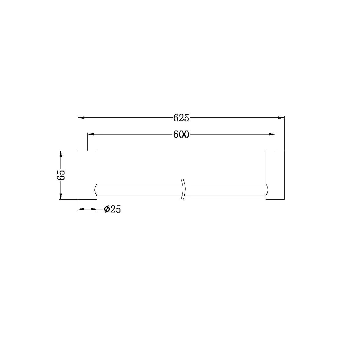 Nero MECCA Single Towel Rail 600MM Brushed Nickel 2324-BN