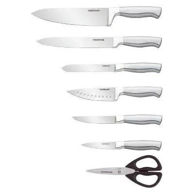 New - Farberware Edgekeeper 13 Piece Self Sharpening StainlessSteel Hollow Handle Knife Block Set