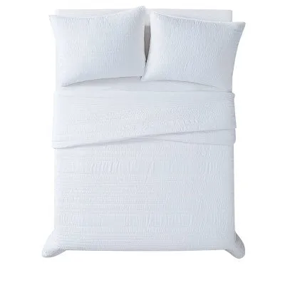 New - Twin/Twin XL 2pc Antimicrobial Quilt Set White - Truly Calm