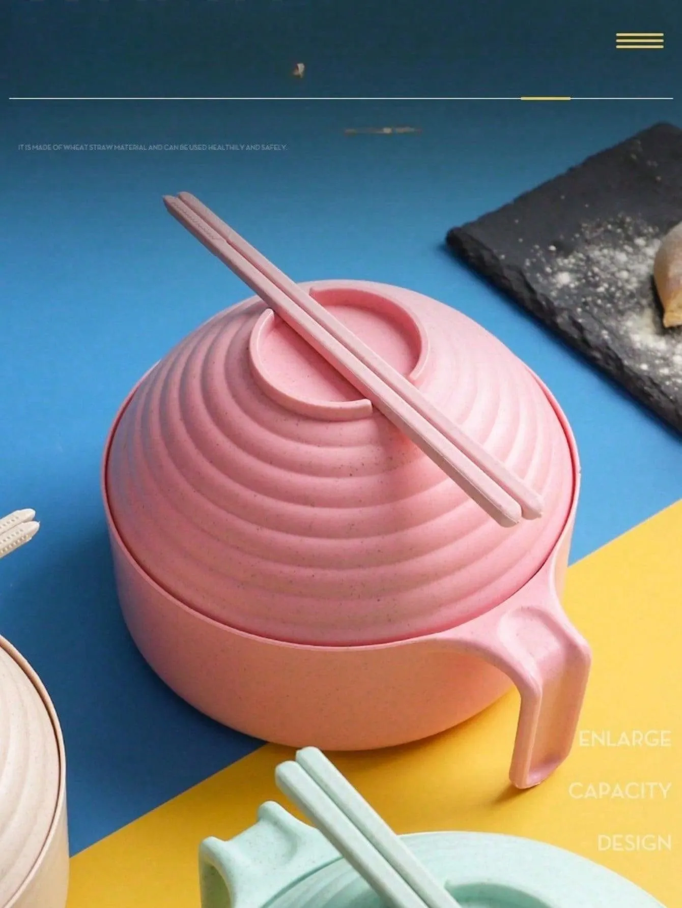 One Solid Color Round Multi-Functional Bowl With Fork, Spoon, Chopsticks, Bowl, And Lid, Suitable For Home And Travel Use.