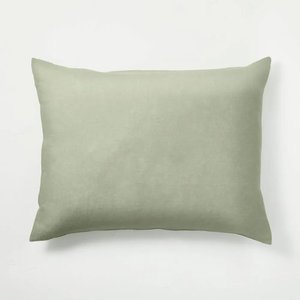 Open Box - Full/Queen Linen Duvet & Sham Set Sage Green - Casaluna