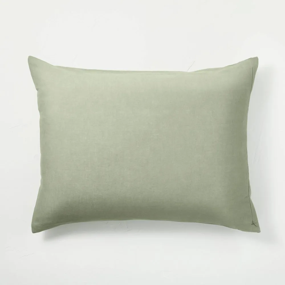 Open Box - Full/Queen Linen Duvet & Sham Set Sage Green - Casaluna