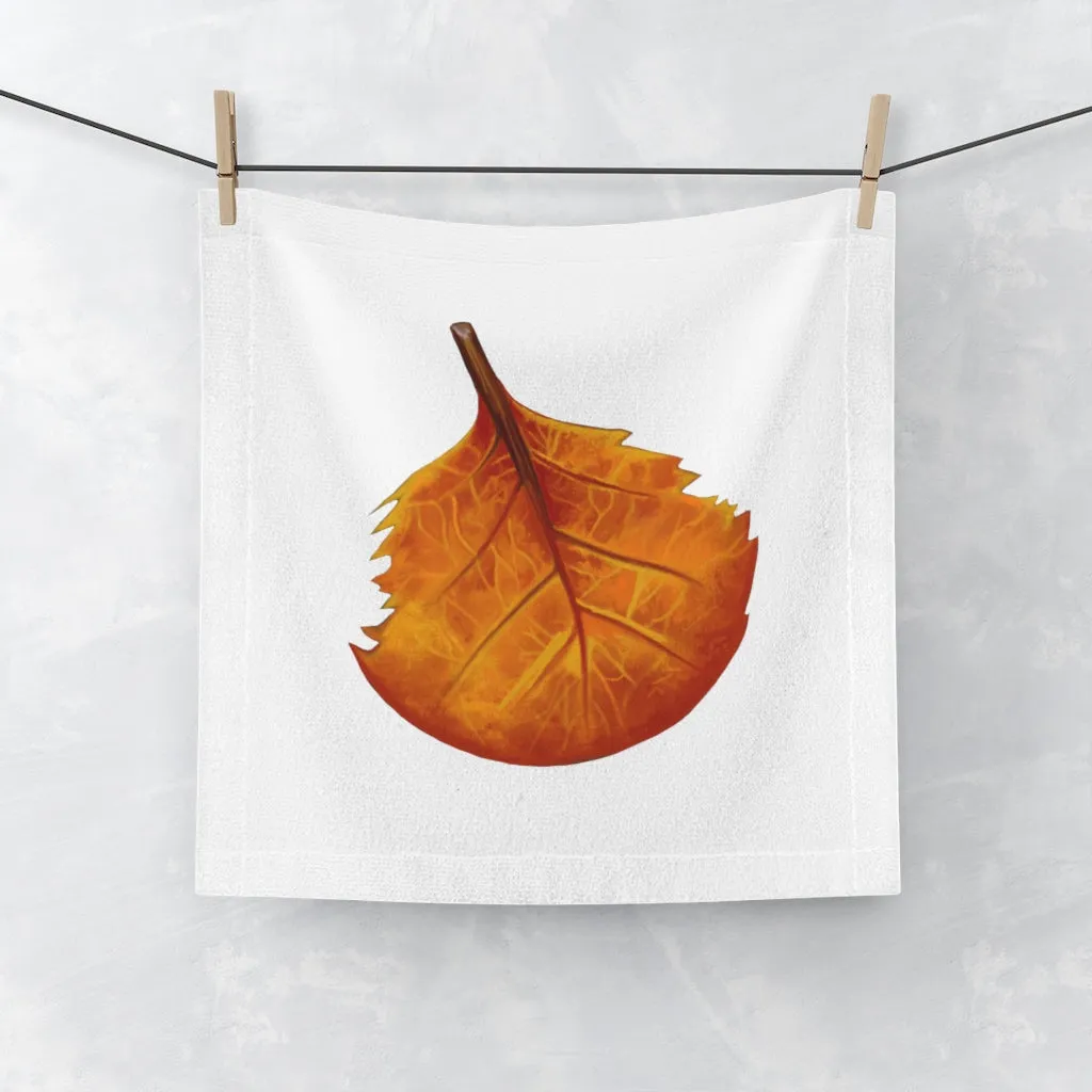 Orange Leaf Face Towel