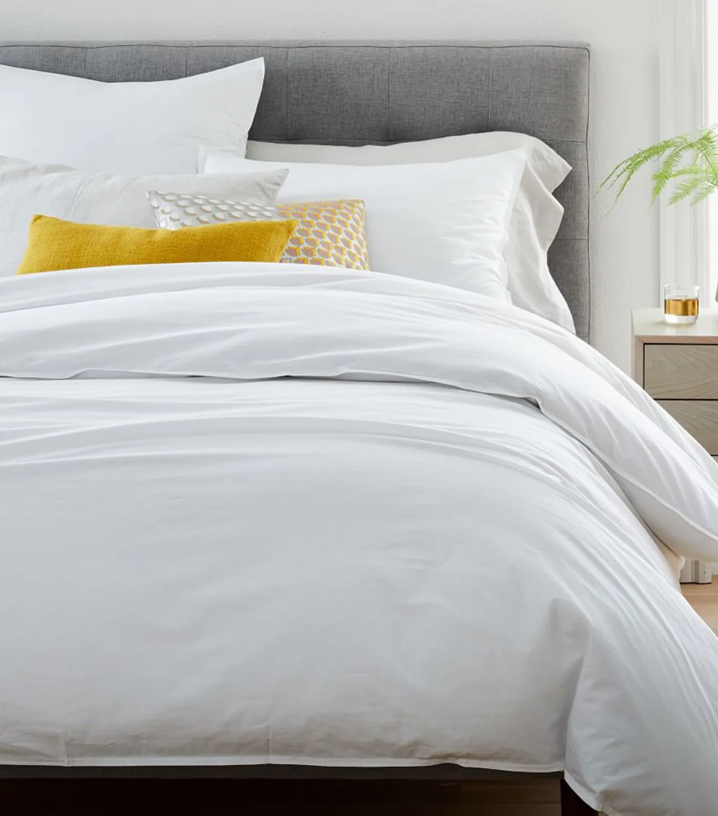 Organic Washed Cotton Duvet Cover & Shams - White