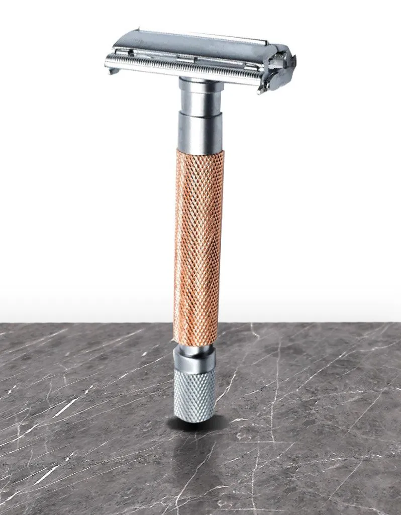 Parker Butterfly Open Long Handle Safety Razor 74R - Rose Gold