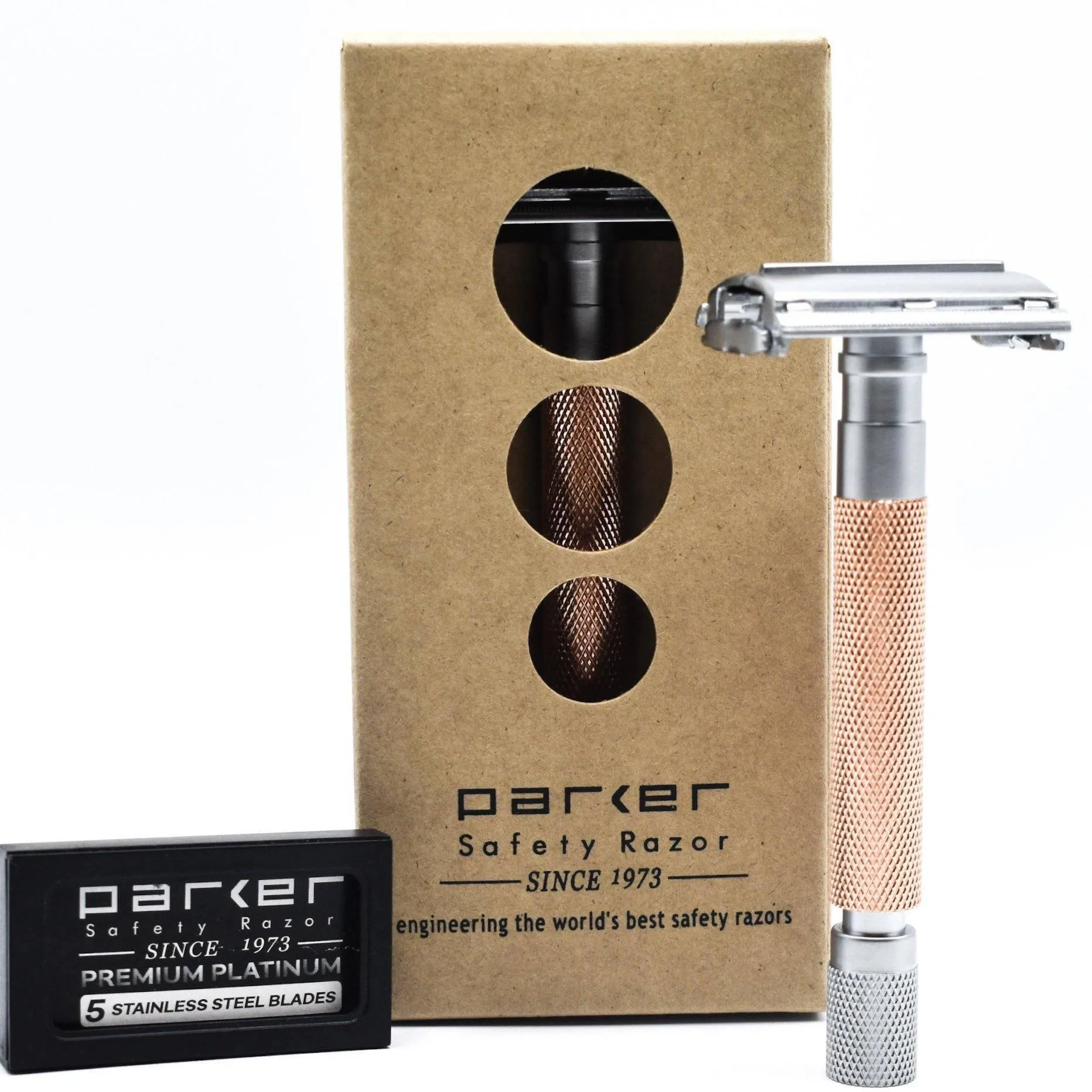 Parker Butterfly Open Long Handle Safety Razor 74R - Rose Gold