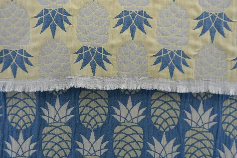 Pineapple Blue Yellow 100% Cotton Towel