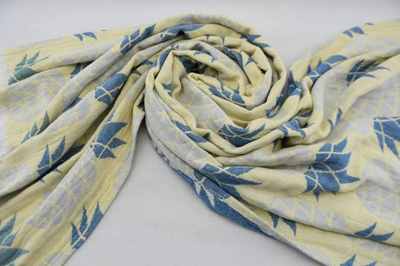 Pineapple Blue Yellow 100% Cotton Towel