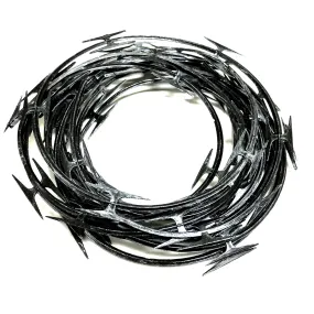 Plastic Coiled Imitation Metal Razor Wire 20ft - BLACK