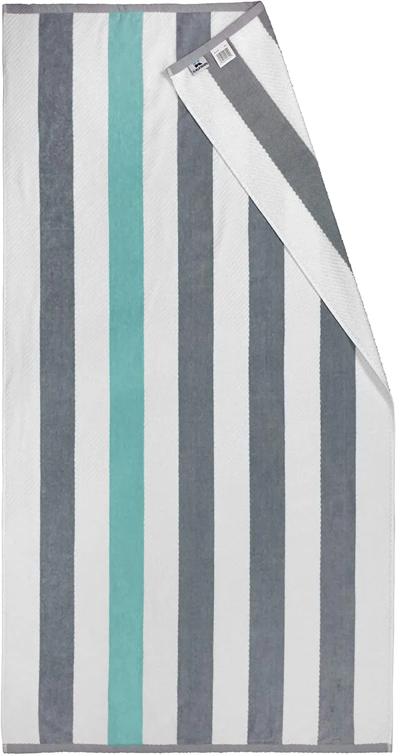 Premium 32 x 62 Cotton Striped Velour Beach Towel