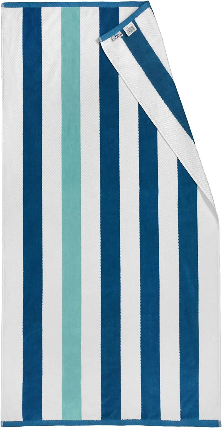 Premium 32 x 62 Cotton Striped Velour Beach Towel