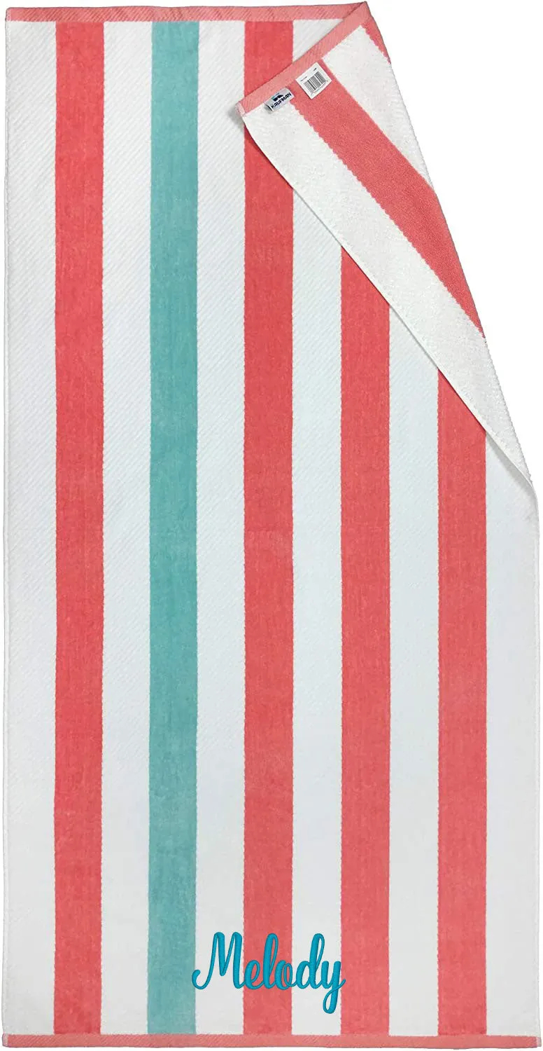 Premium 32 x 62 Cotton Striped Velour Beach Towel