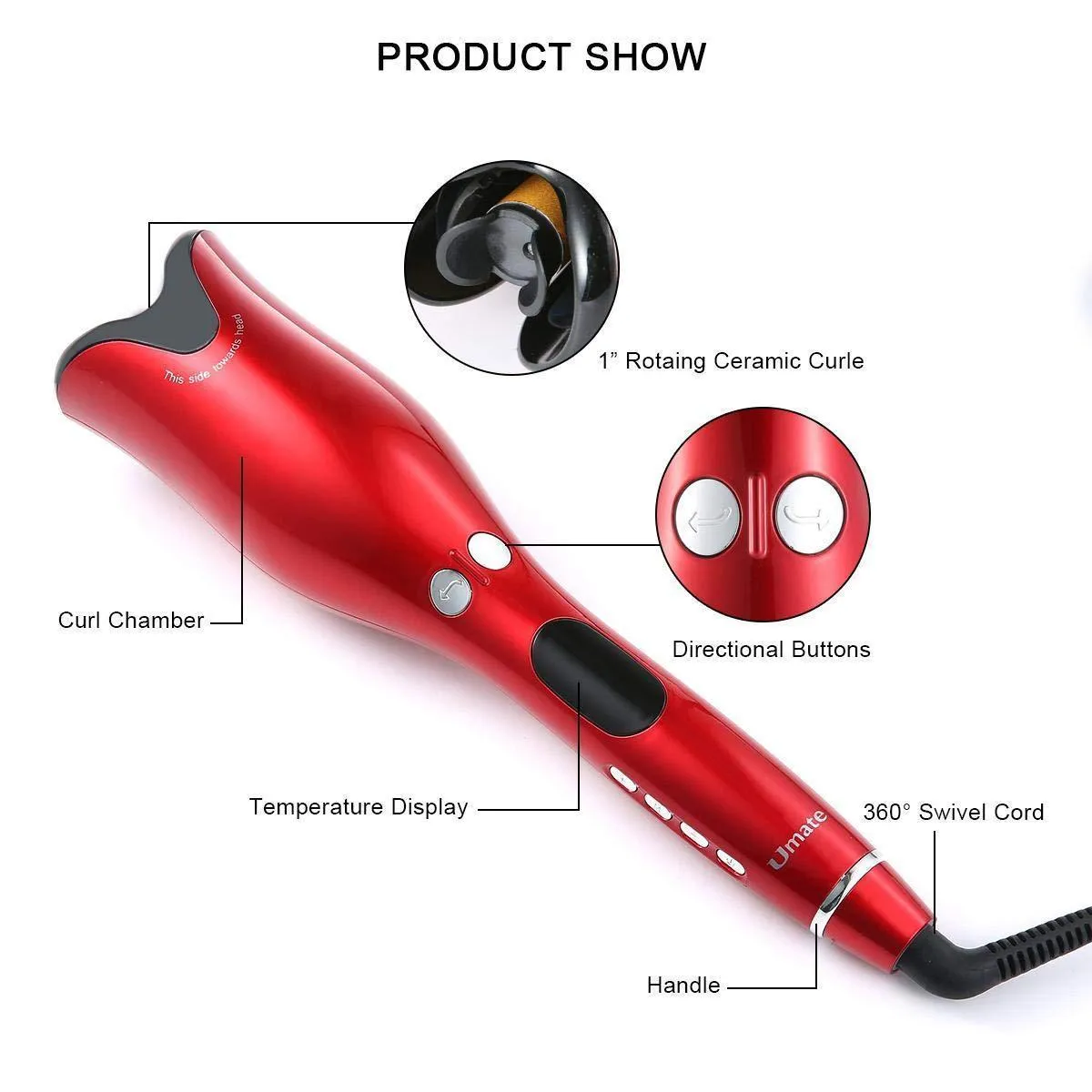 Premium Hair Curler Automatic Rotating Curling Iron Wand