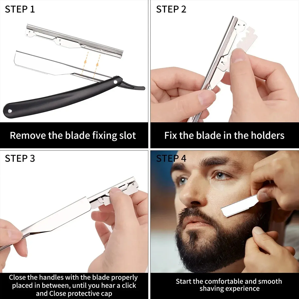 Professional Manual Straight Edge Barber Razor - Stainless Steel