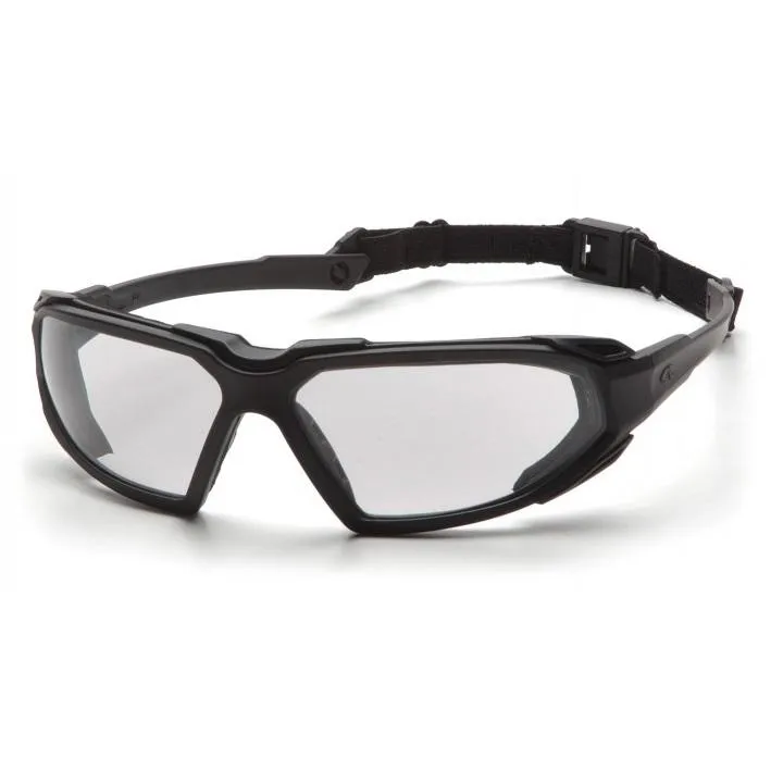 Pyramex Highlander Safety Glasses with Vented Foam Padding, Black Frame/Clear Anti-Fog Lens, SBB5010DT 1/Pair