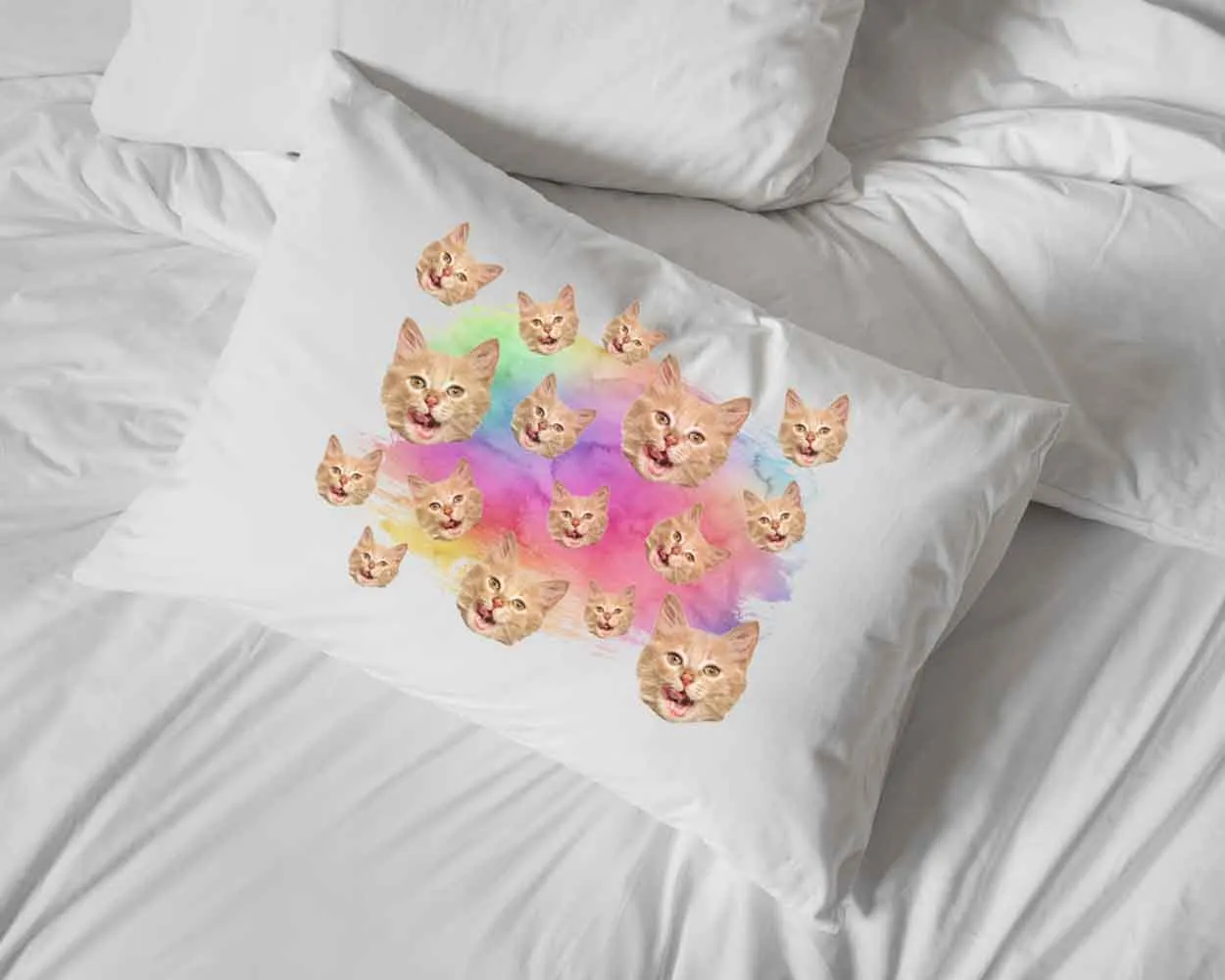 Rainbow All Over Face Photo Pillowcase - Upload a Photo