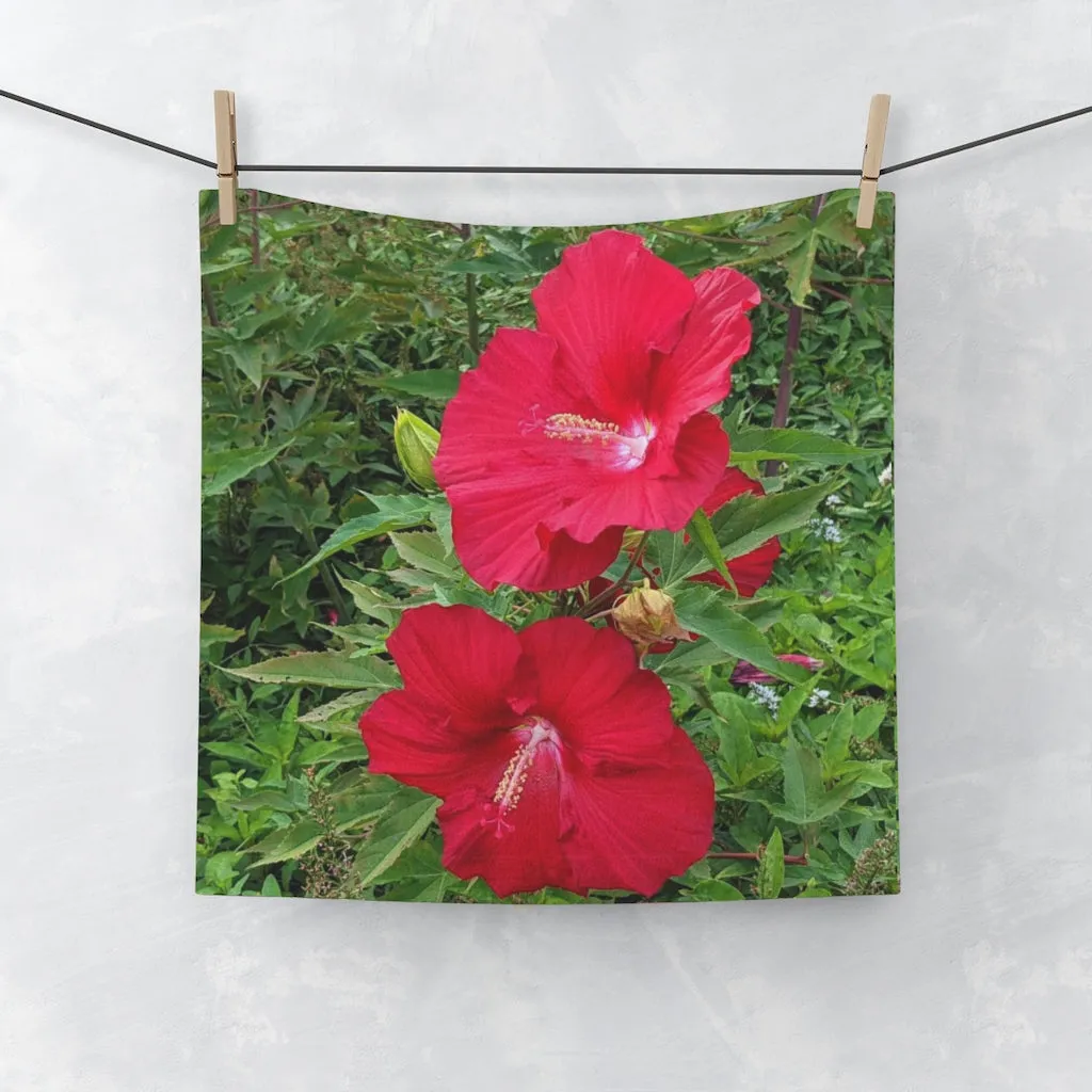 Red Flowers Face Towel