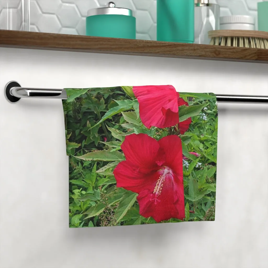 Red Flowers Face Towel