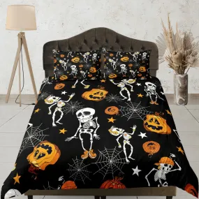 Retro black halloween bedding & pillowcase, gothic duvet cover, dorm bedding, halloween decor goth bedding, halloween gift, toddler bedding