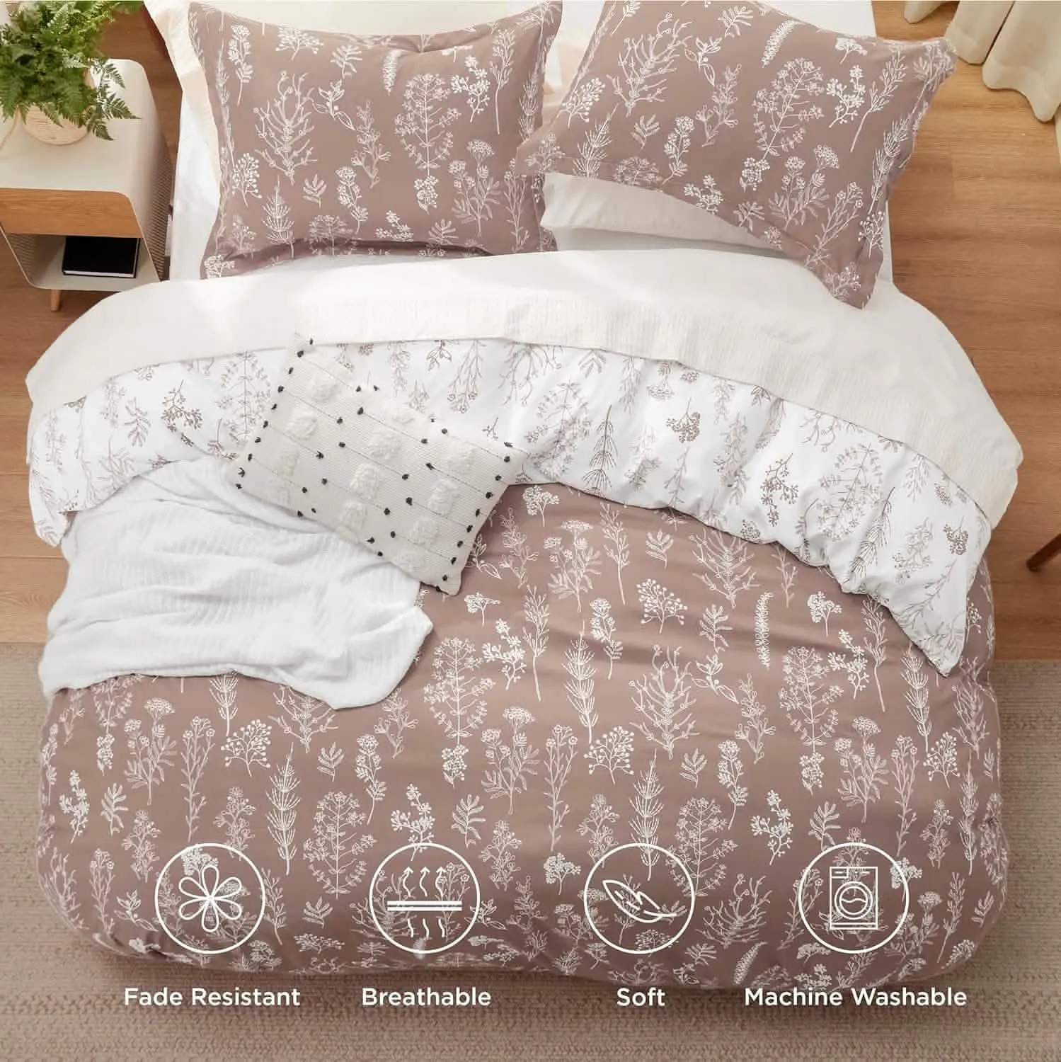 Reversible Floral Print Duvet Cover Set