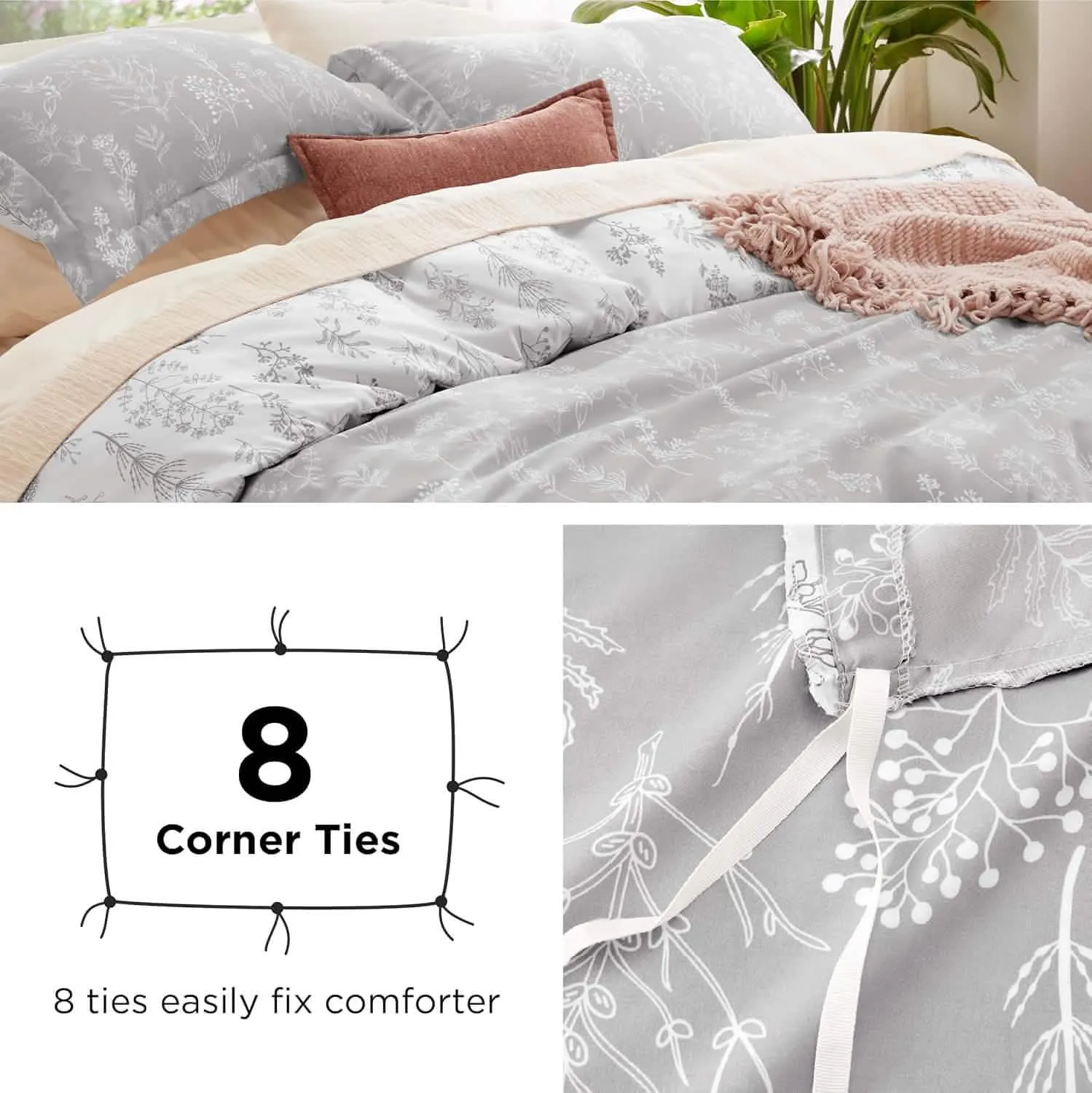 Reversible Floral Print Duvet Cover Set