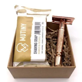 Rose Gold Safety Razor Mini Set - Seaweed & Patchouli