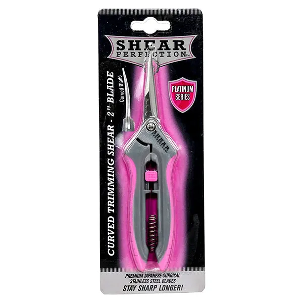 Shear Perfection®, Curved Trimming Shears, Platinum Series, 2" Stainless Steel Blades, Pink Handles