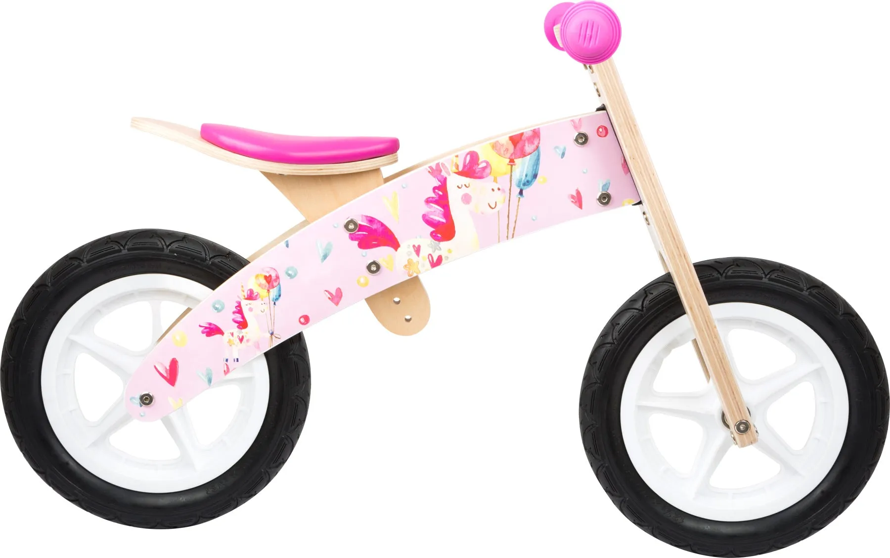 Small Foot Wooden Balance Bike Pink Unicorn