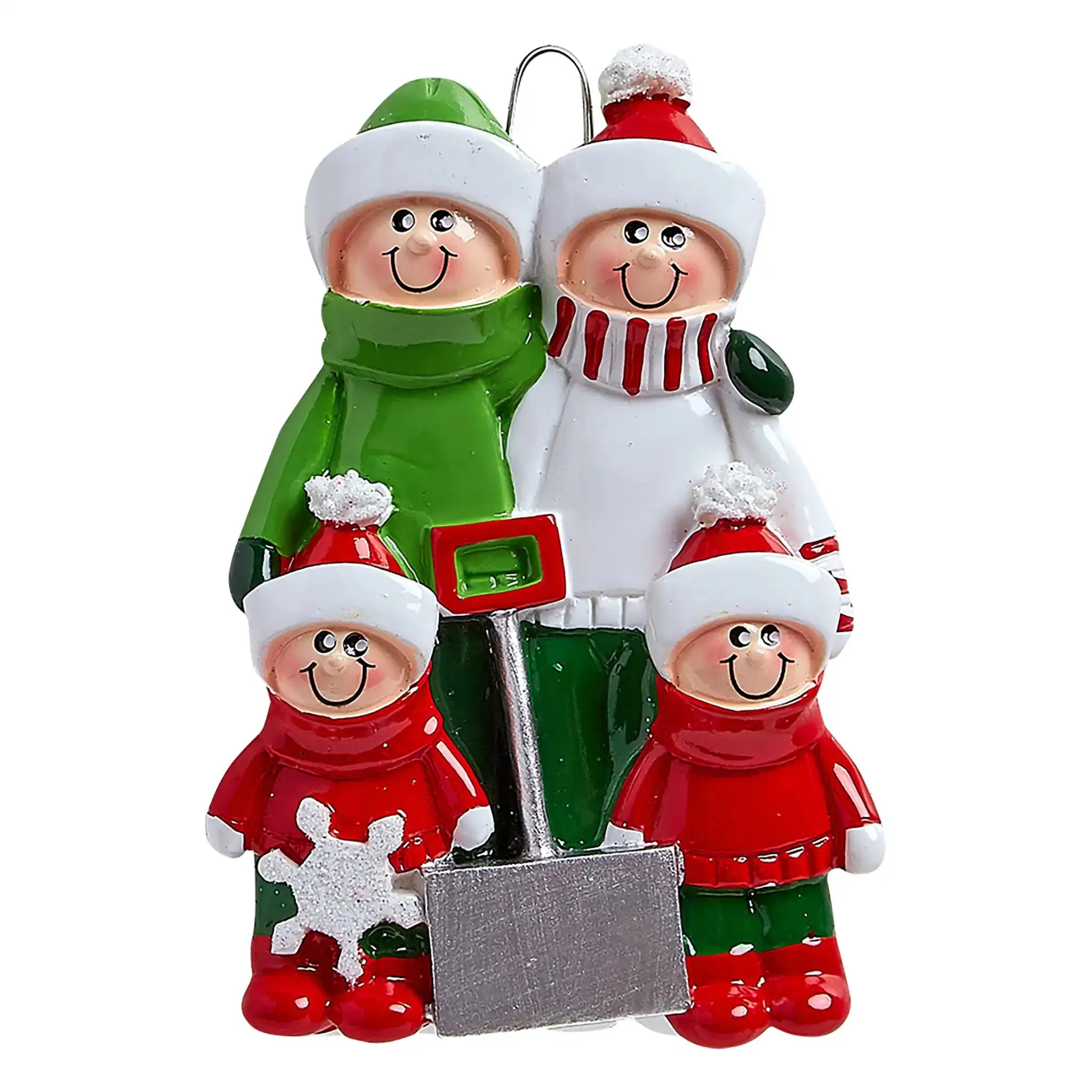 Snow Shovel Family of 4 Personalized Ornament