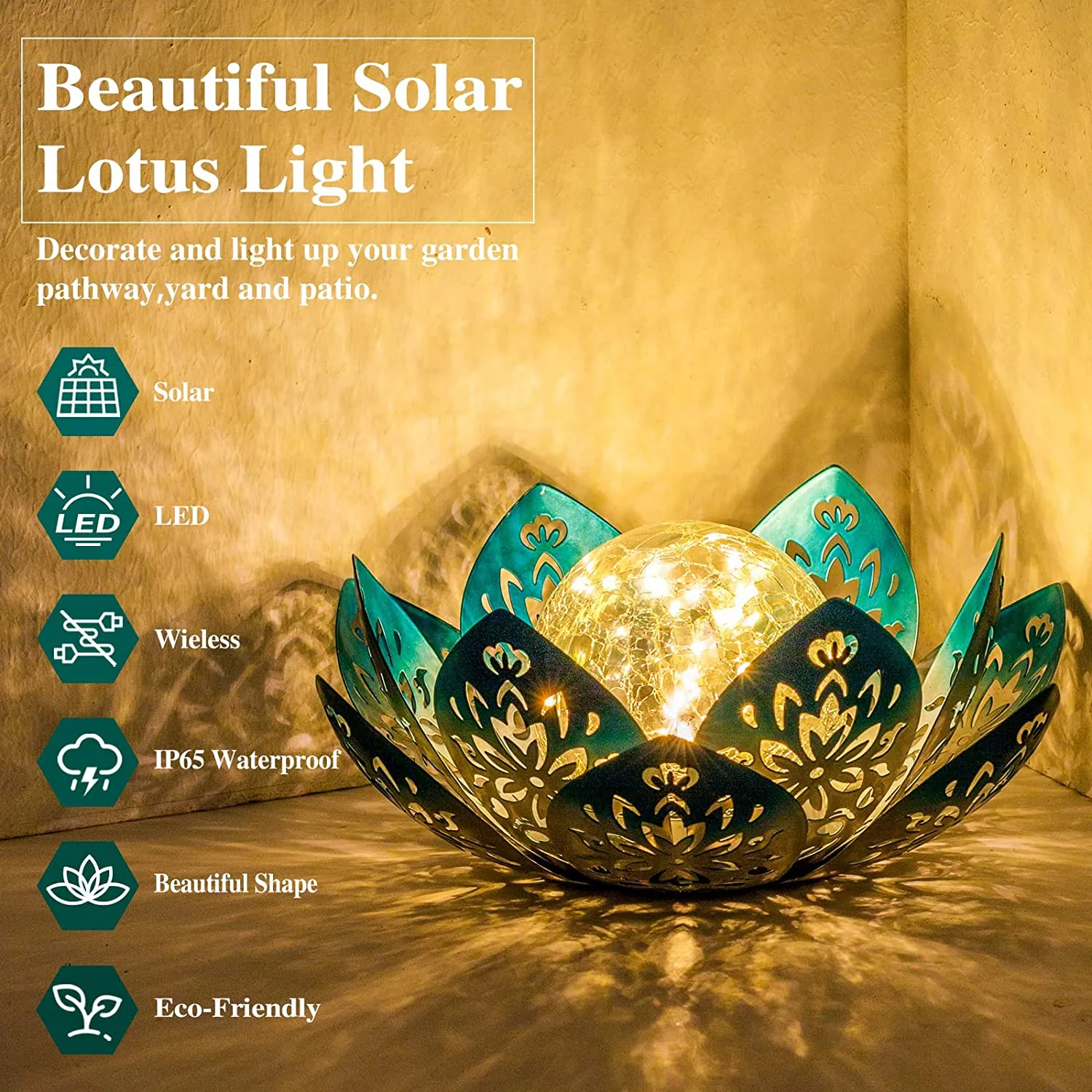 Solar Garden Lights Outdoor Decorative - Bright Lotus Flower Table Lamp