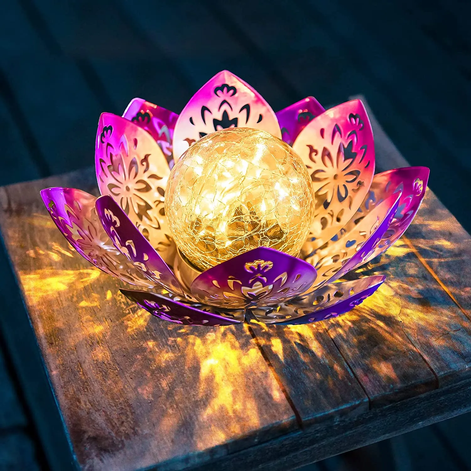 Solar Garden Lights Outdoor Decorative - Bright Lotus Flower Table Lamp