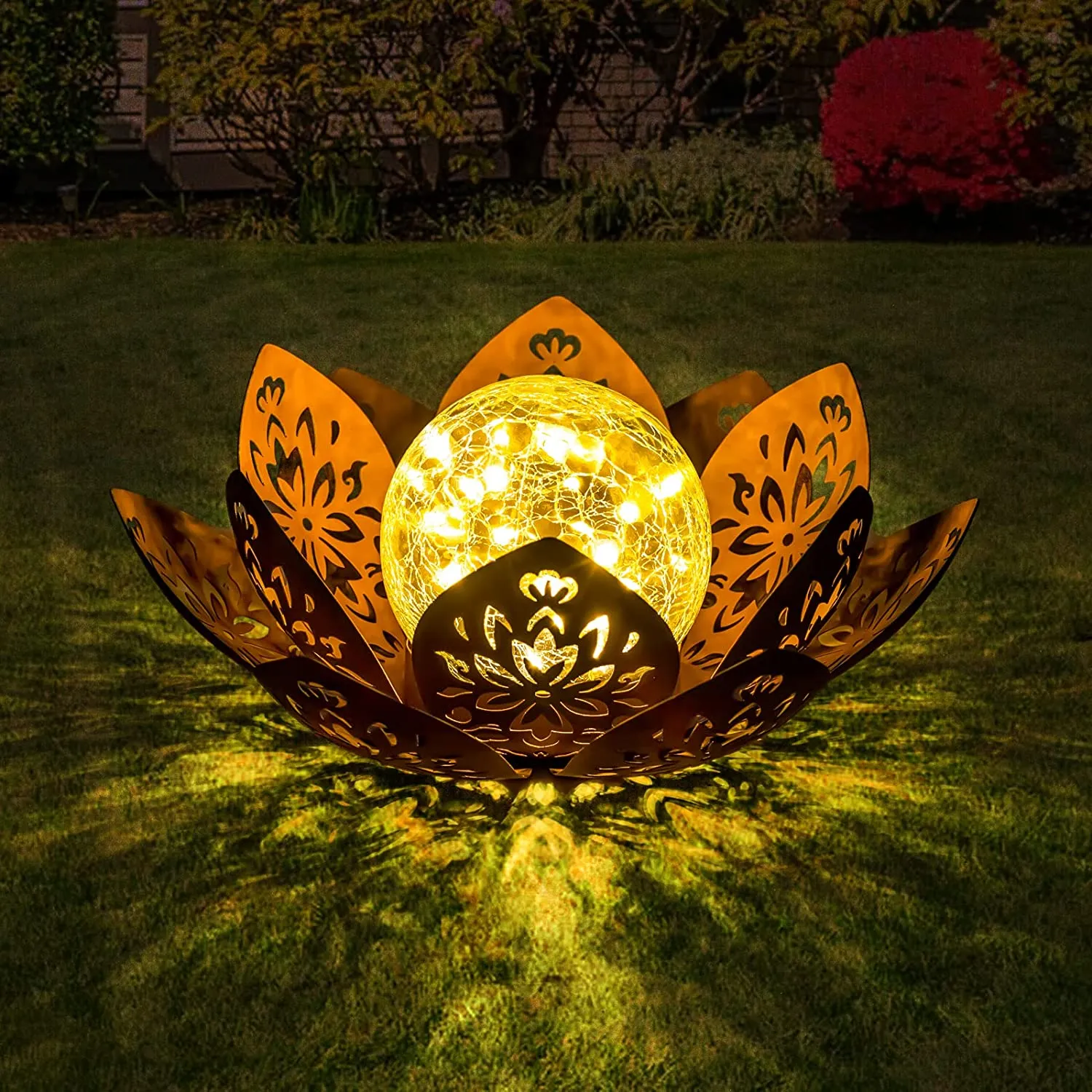 Solar Garden Lights Outdoor Decorative - Bright Lotus Flower Table Lamp