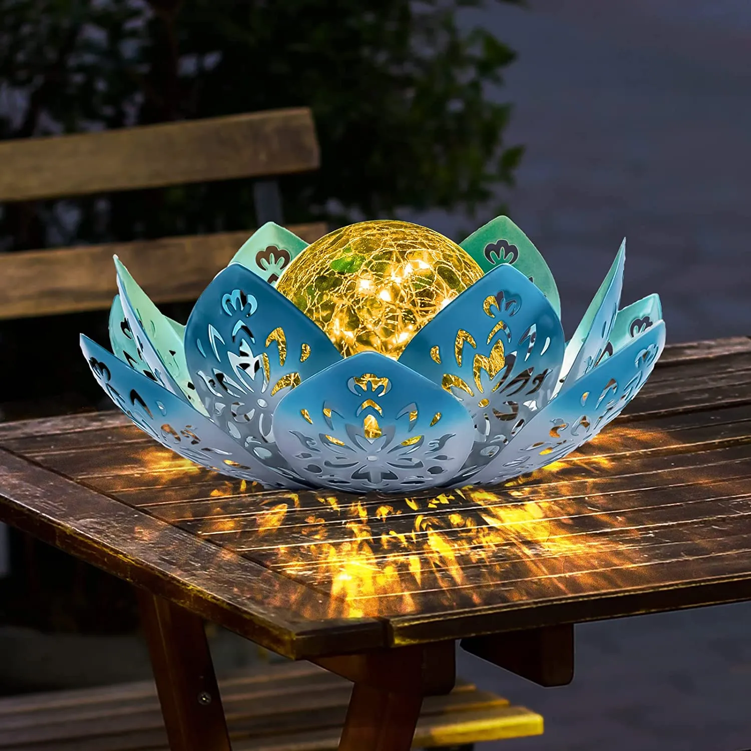 Solar Garden Lights Outdoor Decorative - Bright Lotus Flower Table Lamp