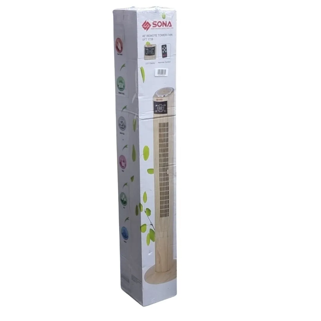 SONA 46” Remote Wood Pattern Tower Fan SFT 1728