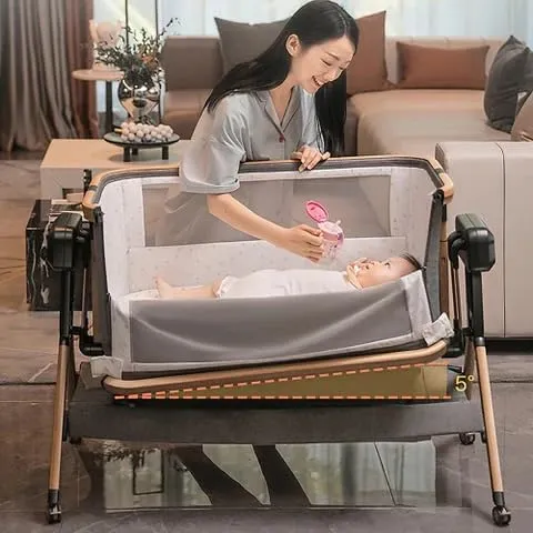 StarAndDaisy 3 in 1 Baby Co-Glide Electric Automatic Baby Swing Cradle for 0-3 Years Infants/Toddler with Multi-Height Adjustment, Mosquito Net Protection(CO-Glide Grey)