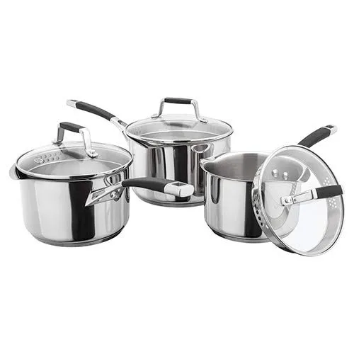 Stellar 5000 3 Piece S5A1D Induction Draining Saucepan Set Stainless Steel