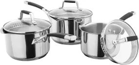 Stellar 5000 3 Piece S5A1D Induction Draining Saucepan Set Stainless Steel