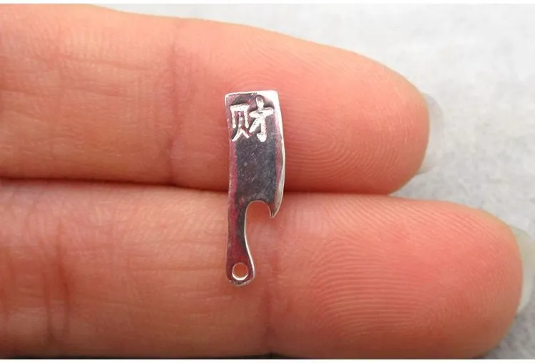 Sterling Silver Kitchen Knife Charm Pendant 4.2x14.6mm Charm Findings for Handmade Pure Fine Jewelry Making Wholesale Bulk