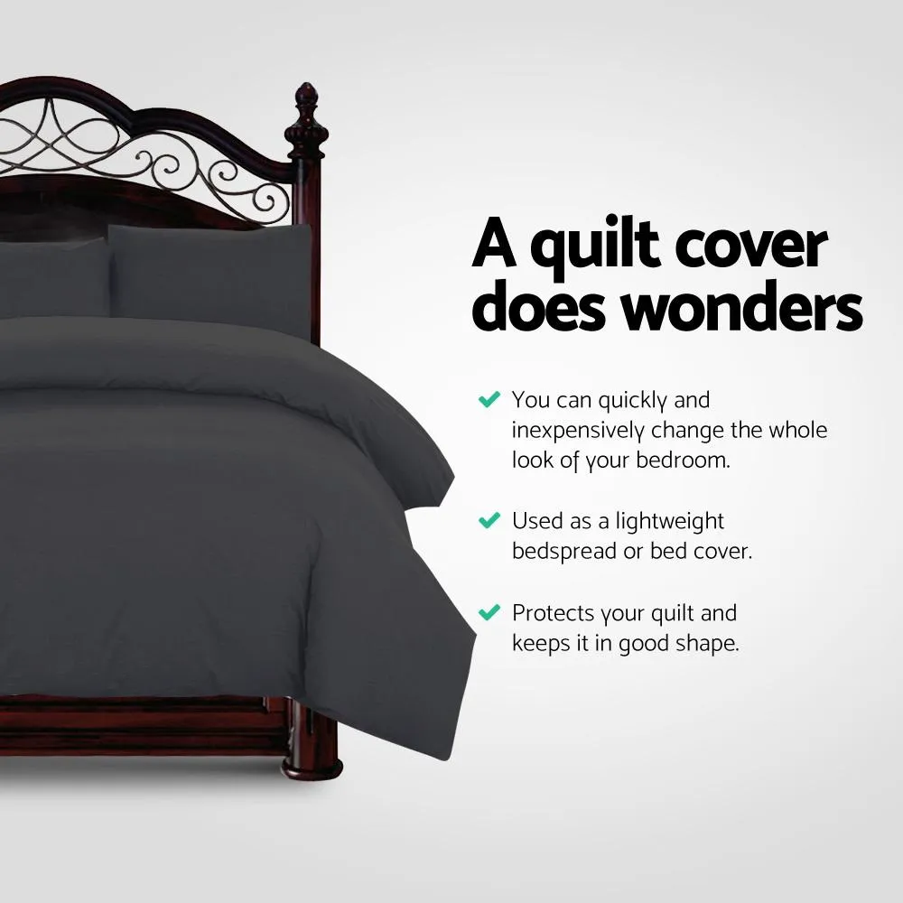 Super King Classic Quilt Cover Set - Black