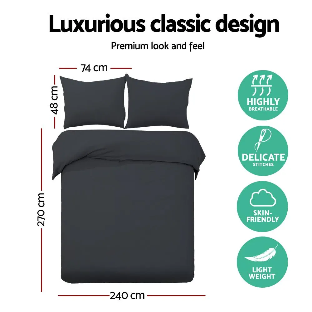 Super King Classic Quilt Cover Set - Black